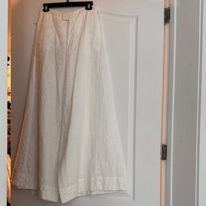 Anthropologie white linen wide leg pants
